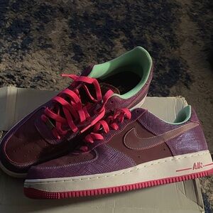 Purple and Pink Sneakers with Green Accents